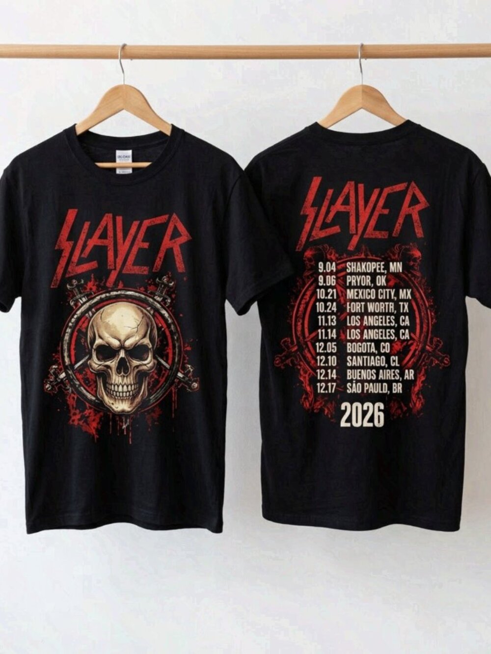Slayer Reign In Blood Tour 2026 T-Shirt Reprint